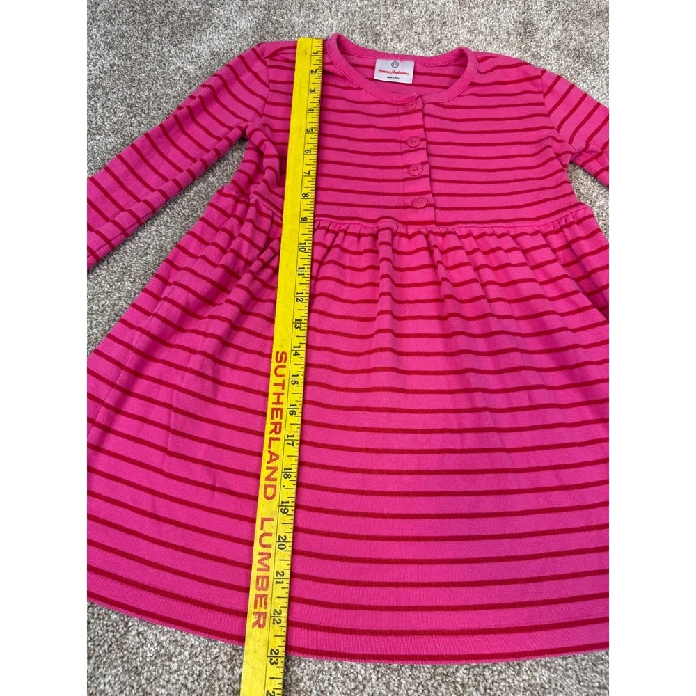 LOT Hanna Andersson Girls Dress Pink Red Striped Leggings 110 5T Scandi Play